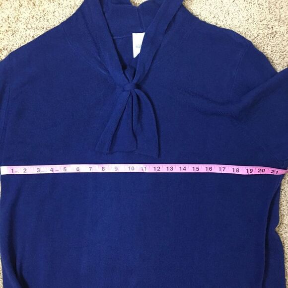 Bedford Fair Blue Bow Neck Sweater Soft Knit 1X Plus Size Classic Fall Cozy - Picture 5 of 7